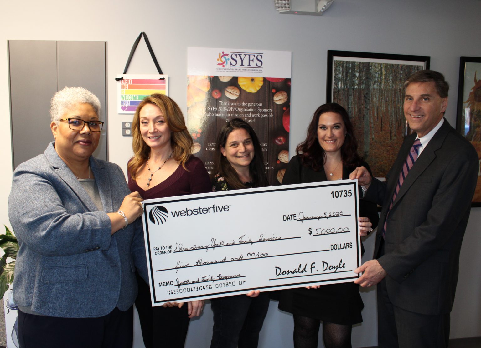 Donation to Shrewsbury Youth and Family Services - Webster Five